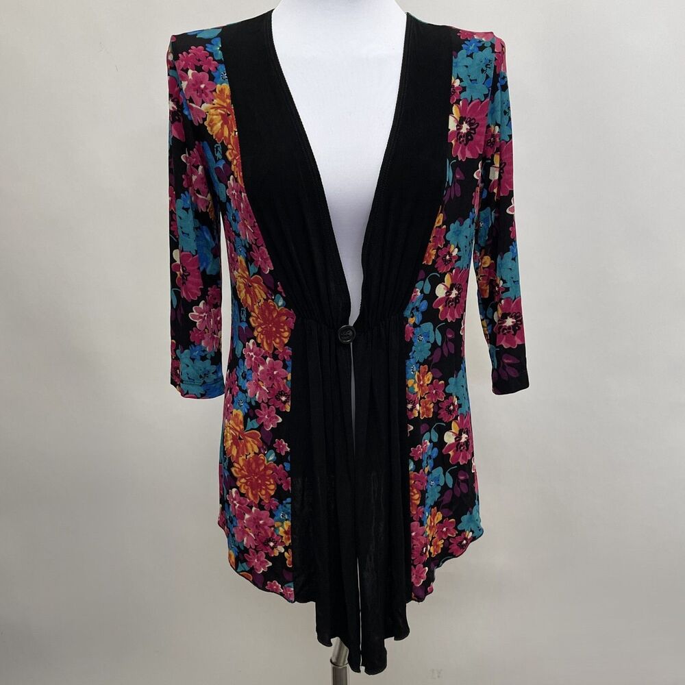 Slinky Brand Women's Cardigan Top Small Black Blue Pink Yellow Floral